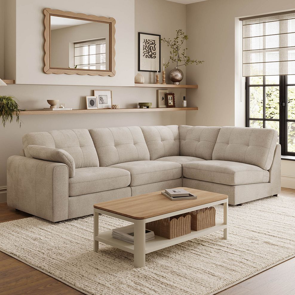 Marley 4 Seat Left Hand Modular Corner Sofa in Lila Natural Fabric - Group 4 1