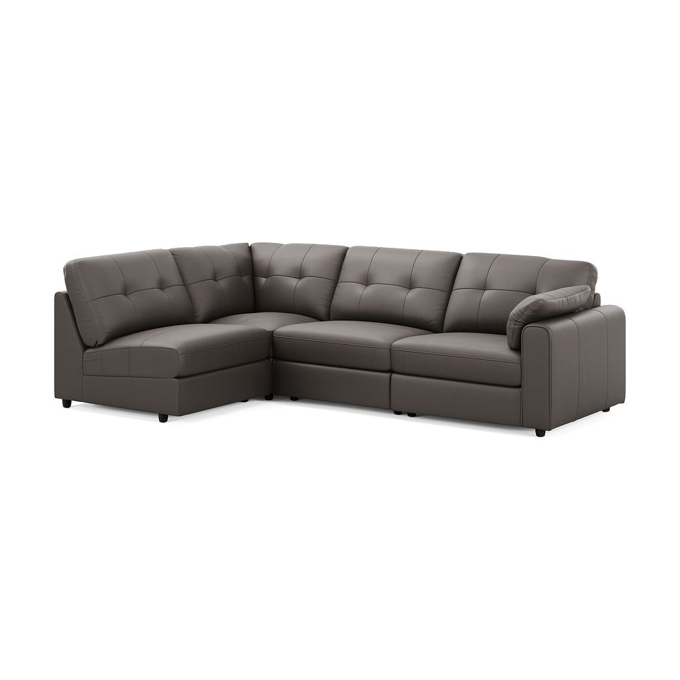 Marley 4 Seat Left Hand Modular Corner Sofa in Oslo Elephant Grey Leather - Group 4 1
