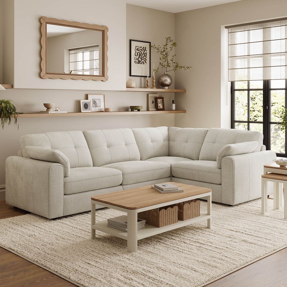 Marley 4 Seat Modular Left Hand Corner Sofa in Lila Ivory Fabric - Group 2 1