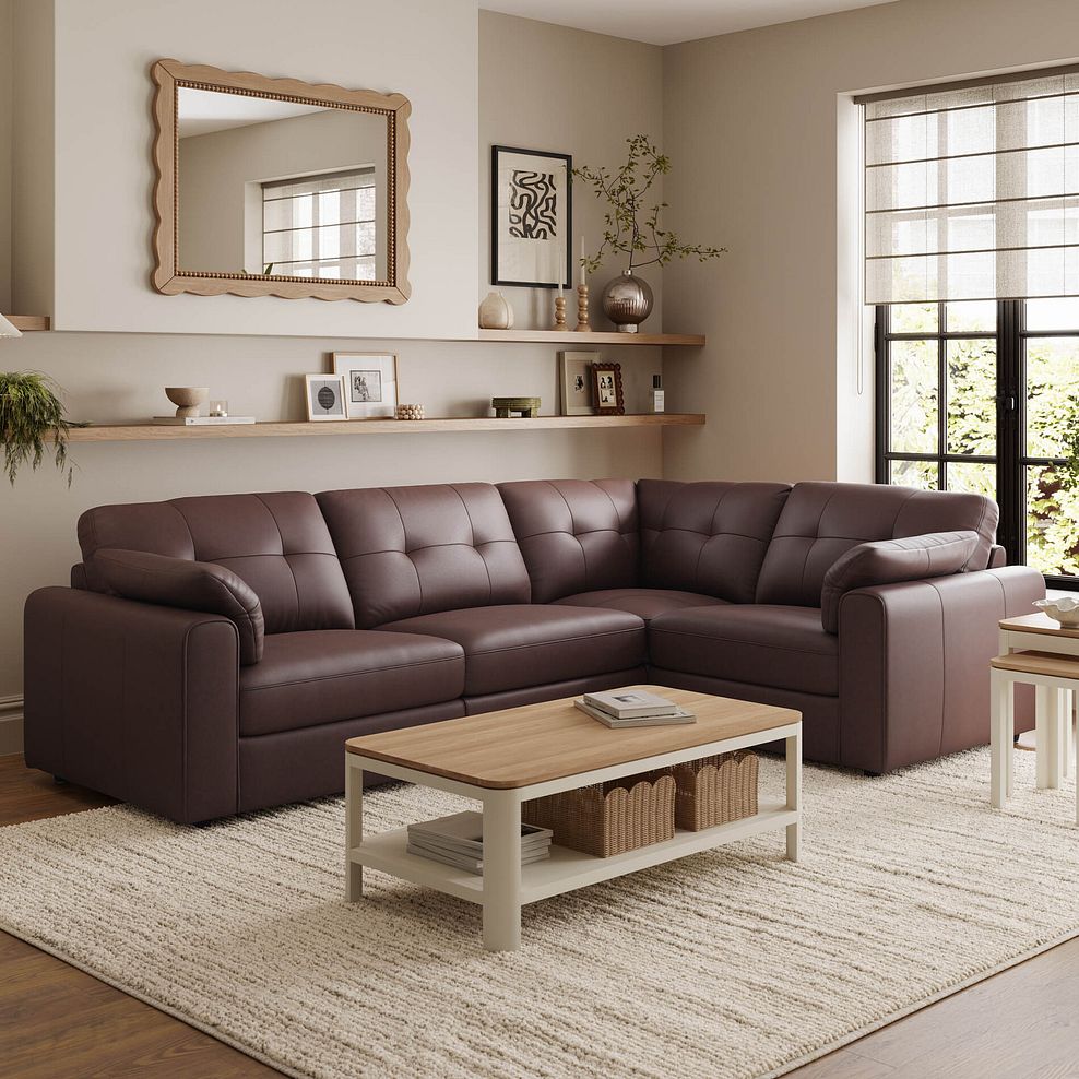 Marley 4 Seat Modular Left Hand Corner Sofa in Oslo Chestnut Leather - Group 2 1