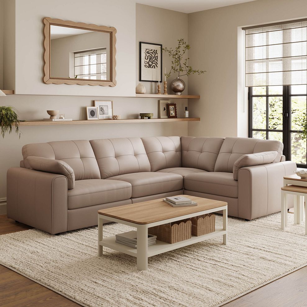 Marley 4 Seat Modular Left Hand Corner Sofa in Oslo Mushroom Leather - Group 2 1