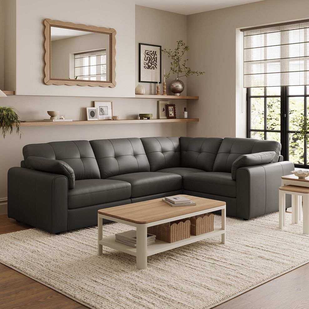 Marley 4 Seat Modular Left Hand Corner Sofa in Oslo Storm Leather - Group 2 1