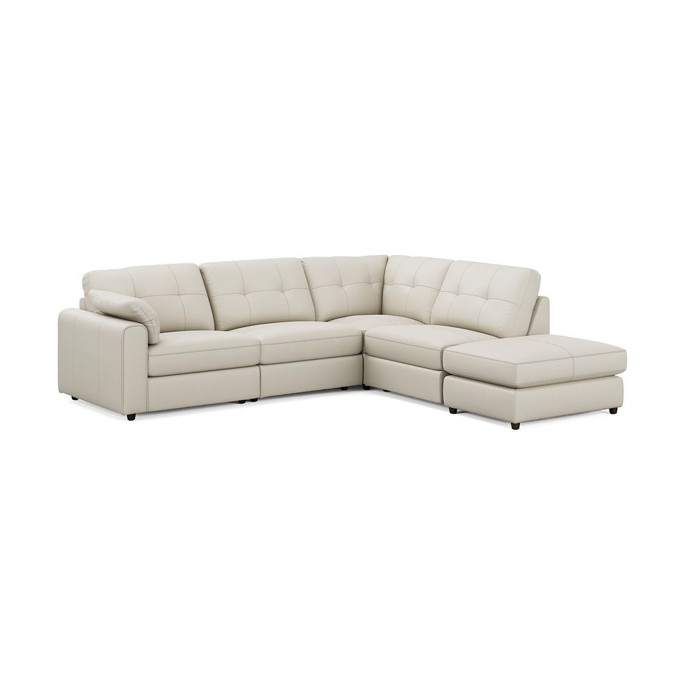 Marley 4 Seat Modular Open End Left Hand Corner Sofa in Oslo Bone China Leather -  Group 4 FT 1