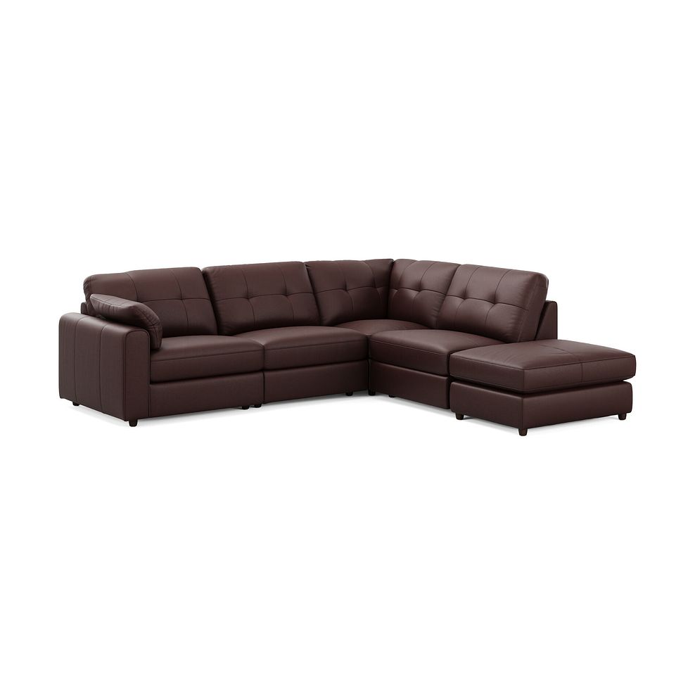 Marley 4 Seat Modular Open End Left Hand Corner Sofa in Oslo Chestnut Leather -  Group 4 FOOT 1