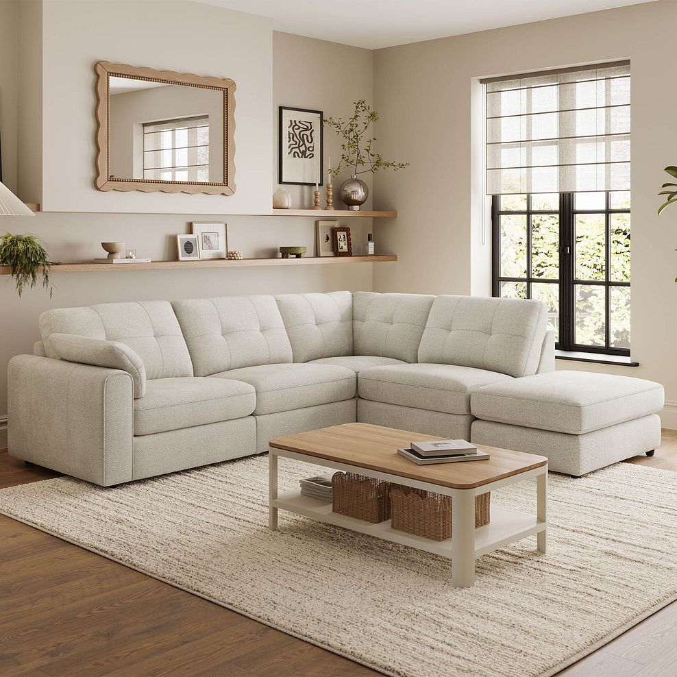 Marley 4 Seat Modular Open End Left Hand Corner Sofa in Lila Ivory Fabric -  Group 4 FOOT 1
