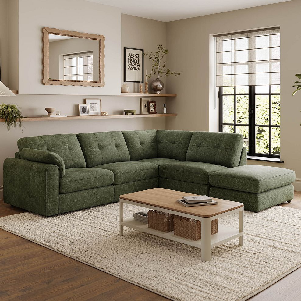 Marley 4 Seat Modular Open End Left Hand Corner Sofa in Lila Pine Fabric -  Group 4 FOOT 1