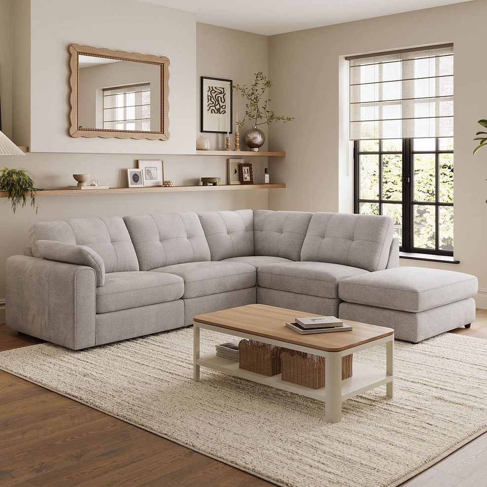 Marley 4 Seat Modular Open End Left Hand Corner Sofa in Lila Stone Fabric -  Group 4 FOOT 1