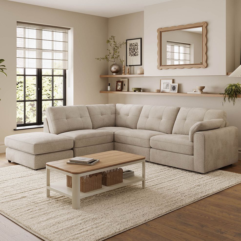 Marley 4 Seat Modular Open End Right Hand Corner Sofa in Lila Natural Fabric -Group 5 FOOT 1