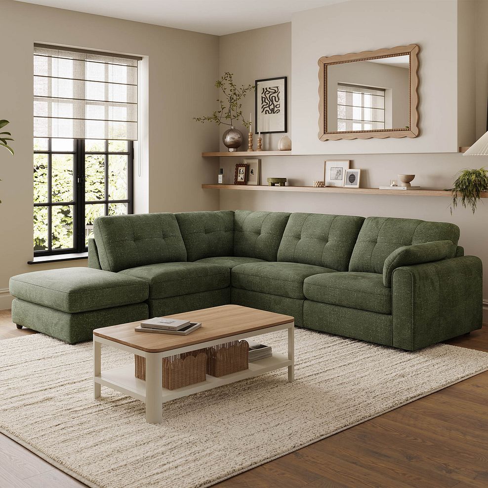 Marley 4 Seat Modular Open End Right Hand Corner Sofa in Lila Pine Fabric -Group 5 FOOT 1