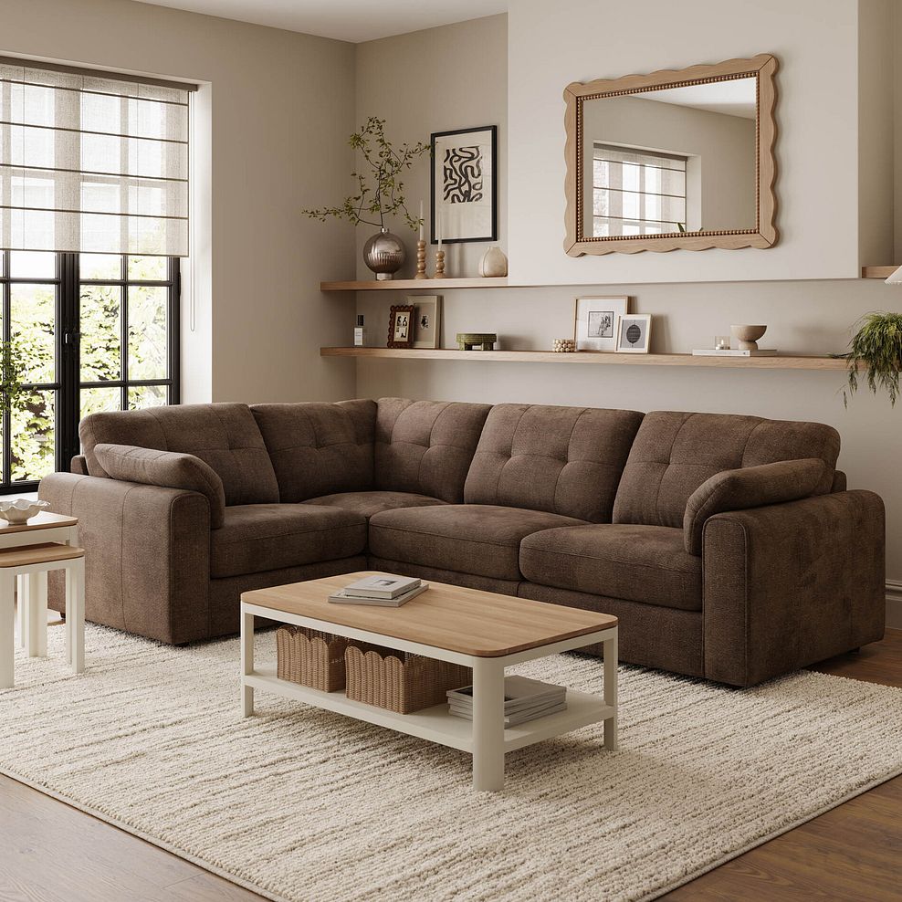 Marley 4 Seat Modular Right Hand Corner Sofa in Lila Chocolate Fabric - Group 2 1