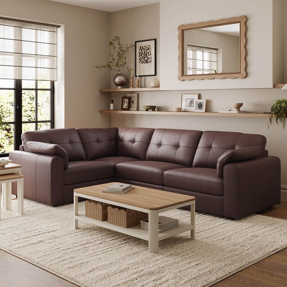 Marley 4 Seat Modular Right Hand Corner Sofa in Oslo Chestnut Leather - Group 2 1