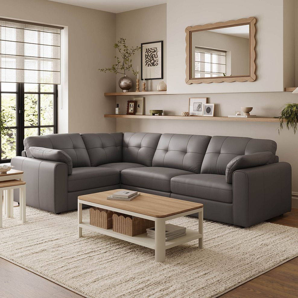 Marley 4 Seat Modular Right Hand Corner Sofa in Oslo Elephant Grey Leather - Group 2 1