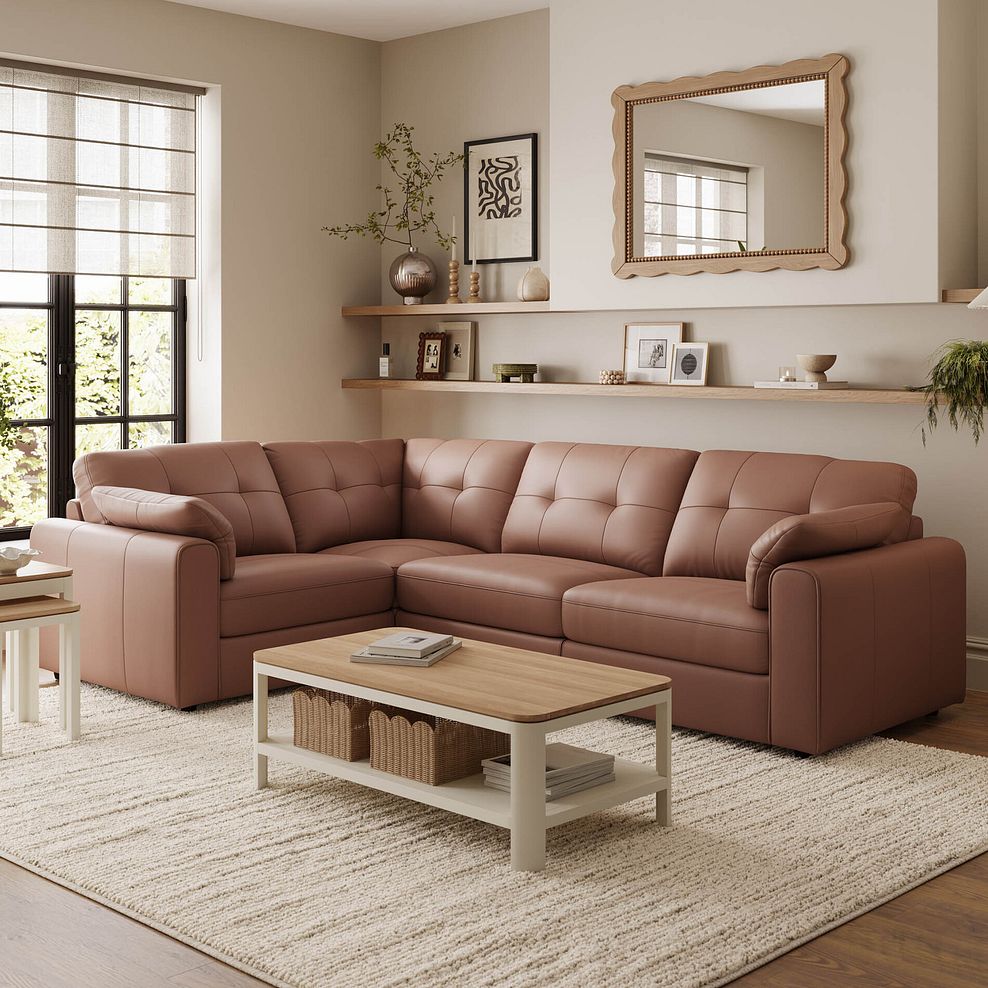 Marley 4 Seat Modular Right Hand Corner Sofa in Oslo Mocha Mouse Leather - Group 2 1
