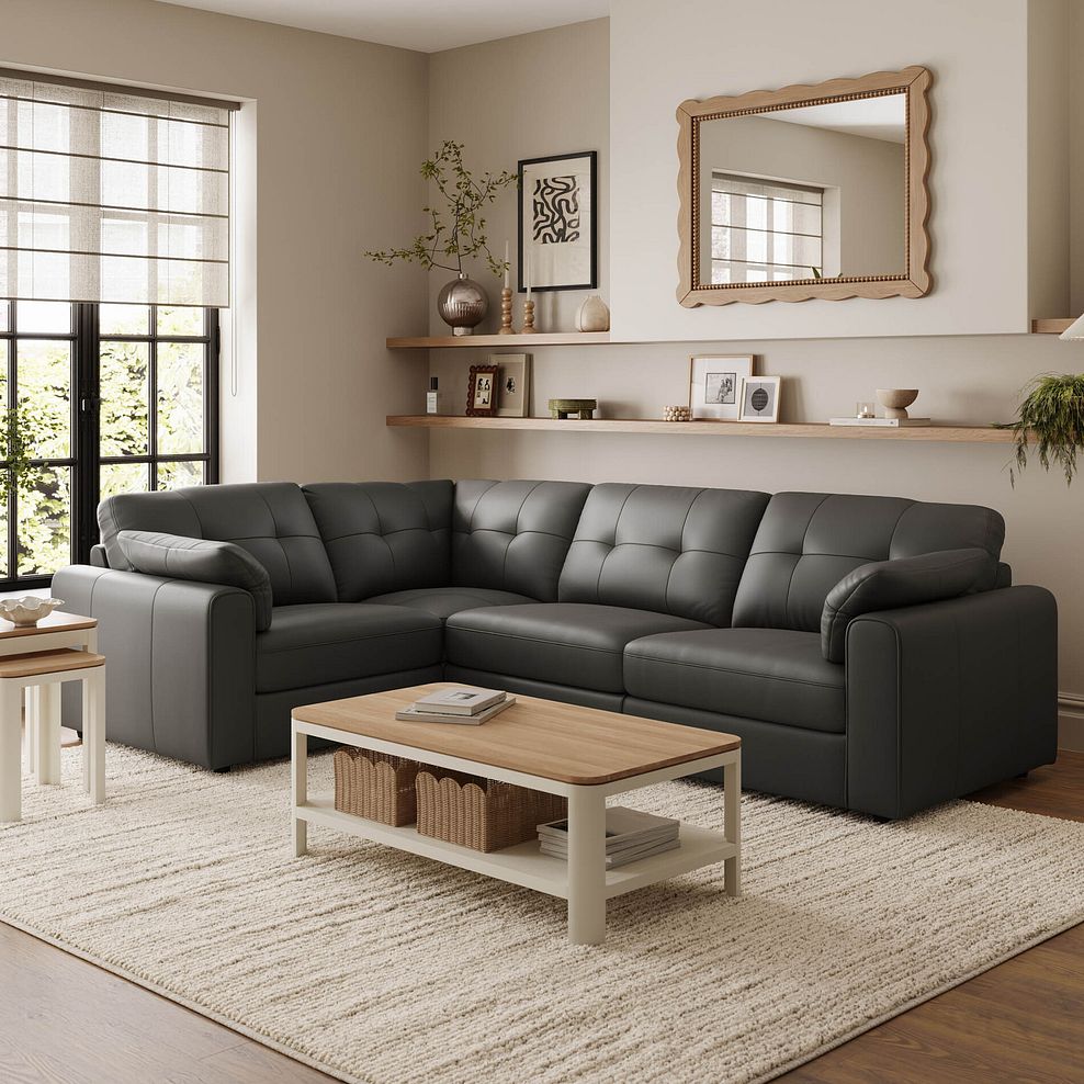 Marley 4 Seat Modular Right Hand Corner Sofa in Oslo Storm Leather - Group 2 1