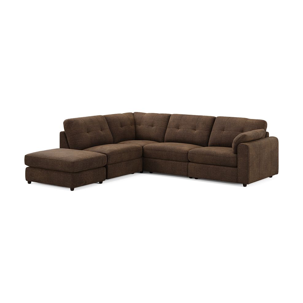 Marley 4 Seat Modular Open End Right Hand Corner Sofa in Lila Chocolate Fabric -Group 5 FOOT 1