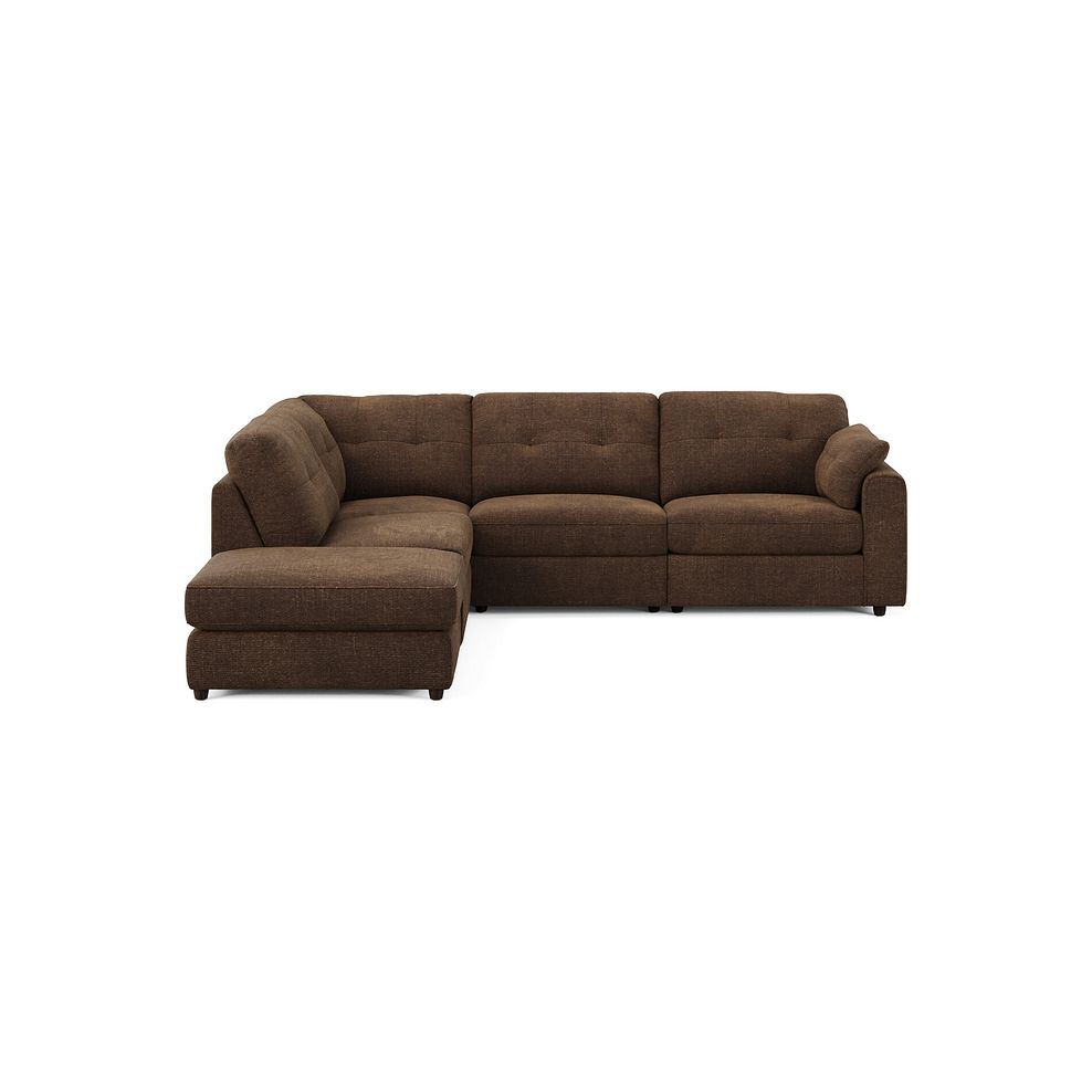 Marley 4 Seat Modular Open End Right Hand Corner Sofa in Lila Chocolate Fabric -Group 5 FOOT 3