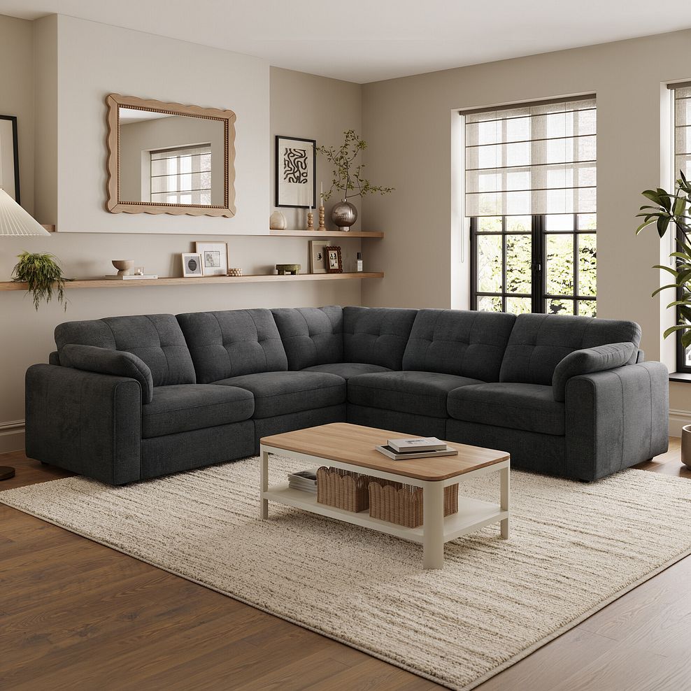 Marley 5 Seat Modular Corner Sofa in Lila Charcoal Fabric - Group 3 1