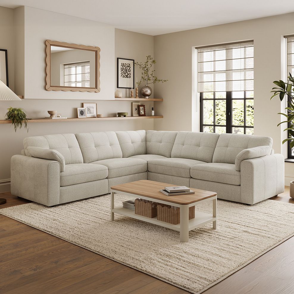 Marley 5 Seat Modular Corner Sofa in Lila Ivory Fabric - Group 3 1