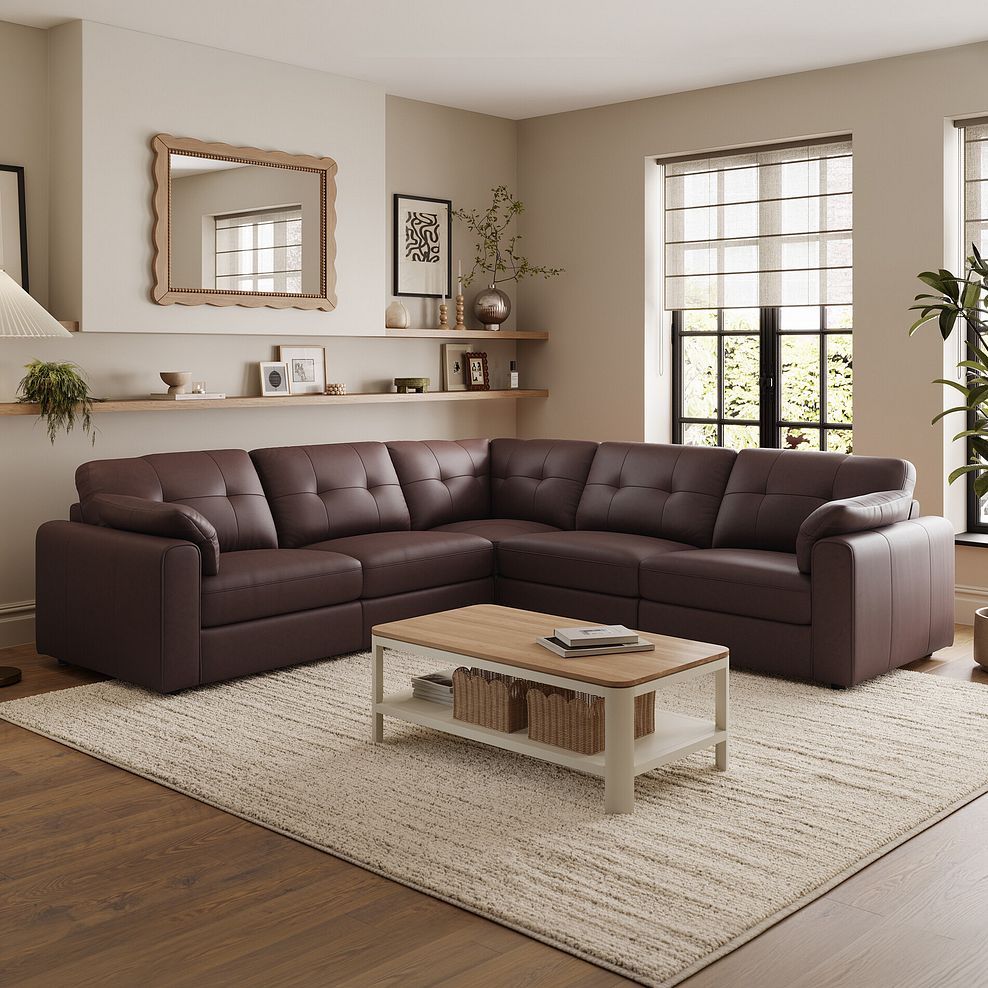 Marley 5 Seat Modular Corner Sofa in Oslo Chestnut Leather - Group 3 1