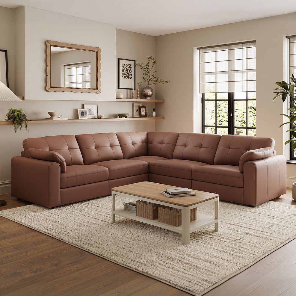 Marley 5 Seat Modular Corner Sofa in Oslo Mocha Mouse Leather - Group 3 1