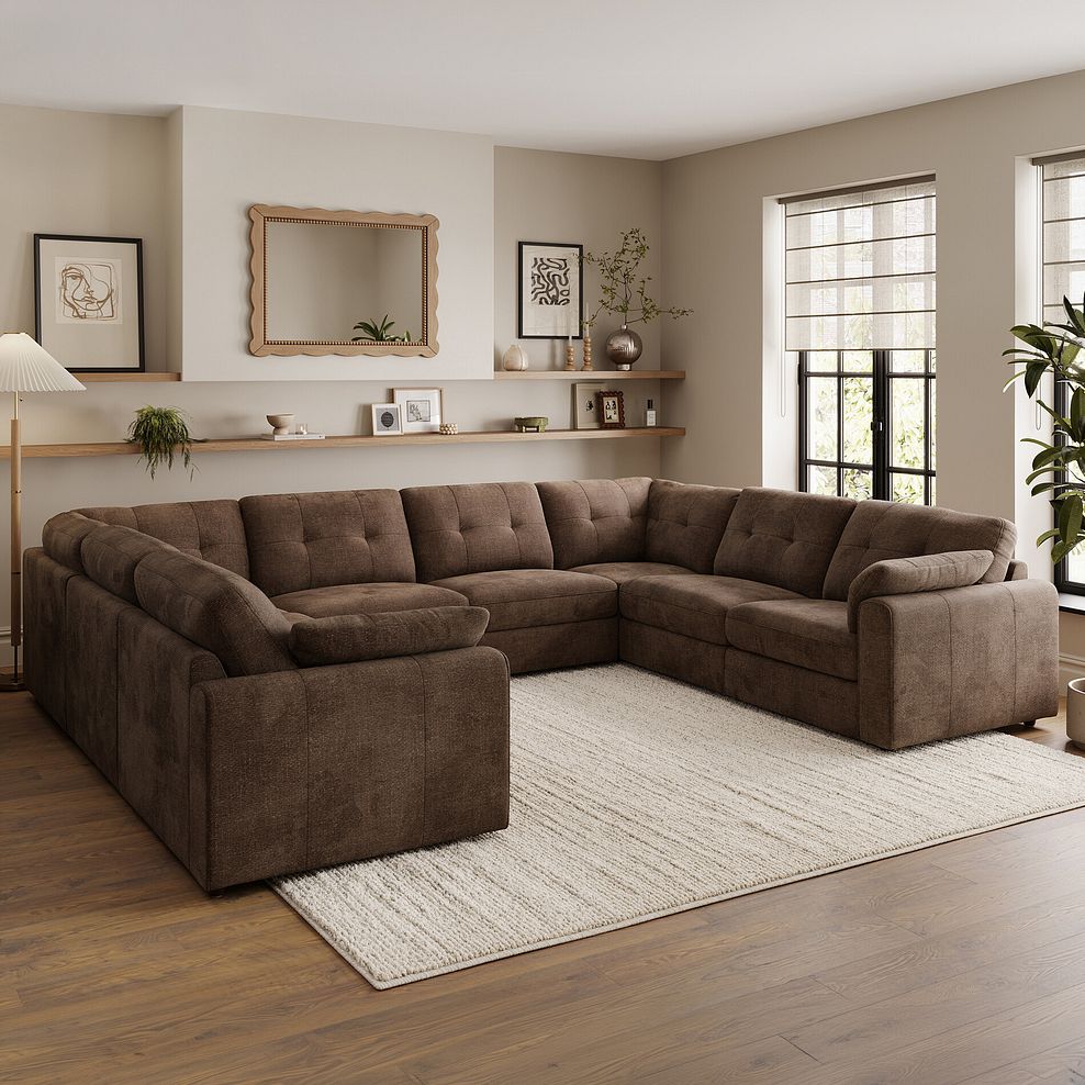 Marley Large U-Shape Modular Corner Sofa in Lila Chocolate Fabric - Group 11 1