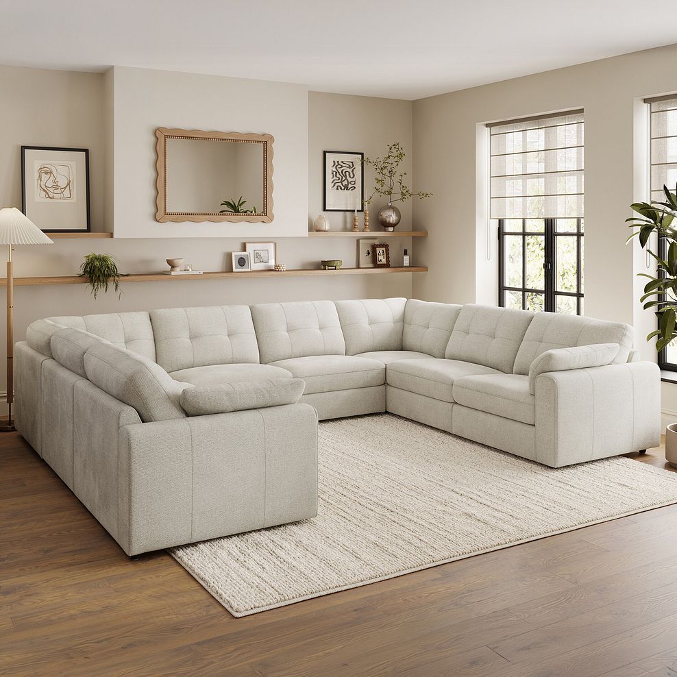 Marley Large U-Shape Modular Corner Sofa in Lila Ivory Fabric - Group 11 1
