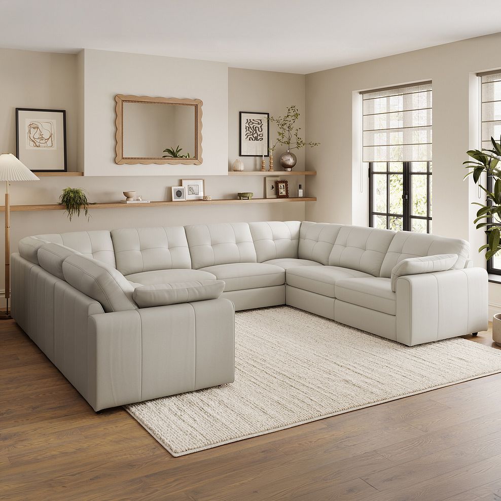 Marley Large U-Shape Modular Corner Sofa in Oslo Bone China Leather - Group 11 1