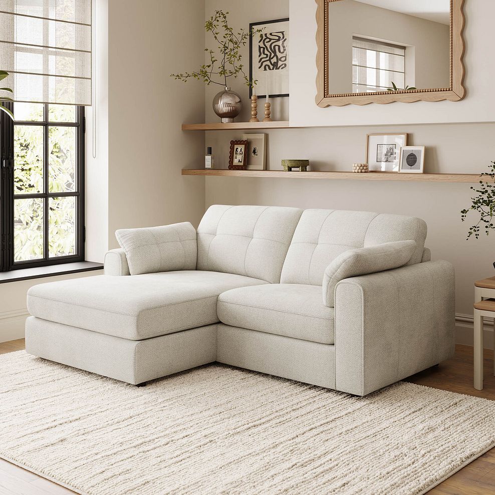 Marley Modular 2 Seater Left Hand Compact Chaise Sofa in Lila Ivory Fabric - Group 12 9