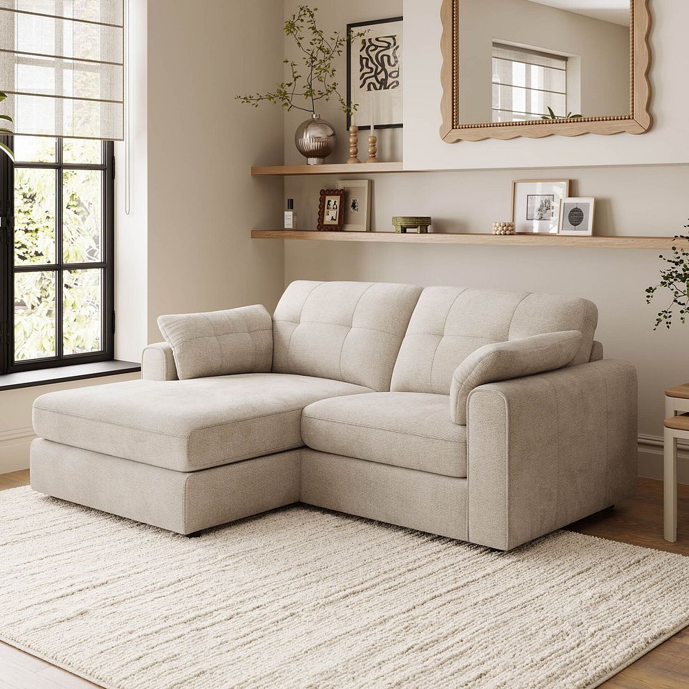Marley Modular 2 Seater Left Hand Compact Chaise Sofa in Lila Natural Fabric - Group 12 1