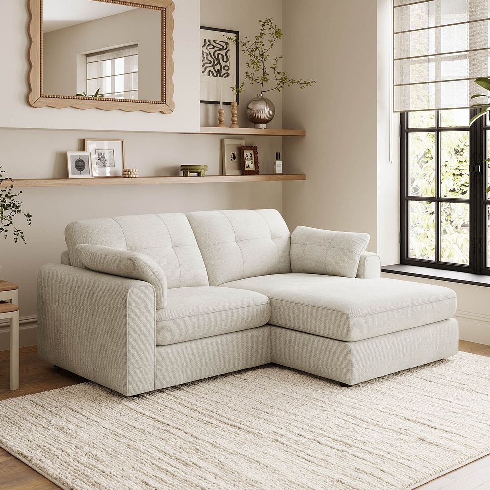 Marley Modular 2 Seater Right Hand Compact Chaise Sofa in Lila Ivory Fabric - Group 13 1