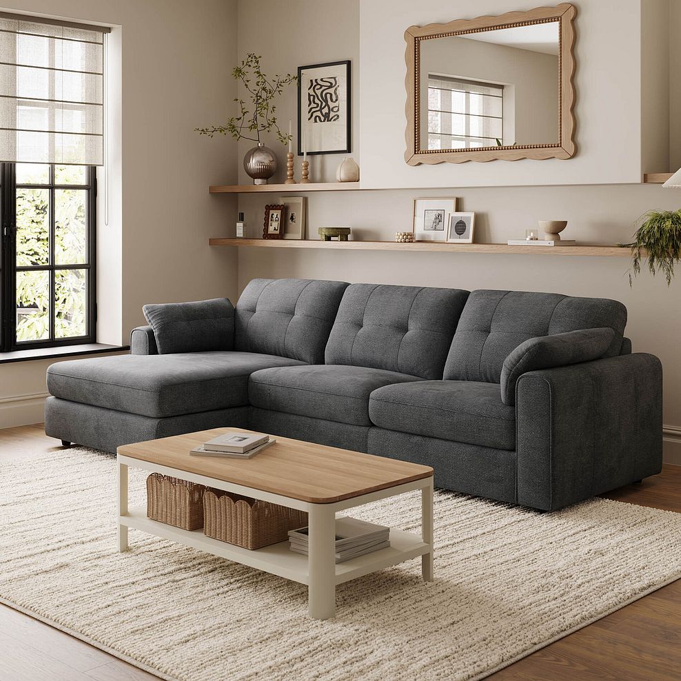 Marley Modular 3 Seater Left Hand Chaise Sofa in Lila Charcoal Fabric - Group 14 1