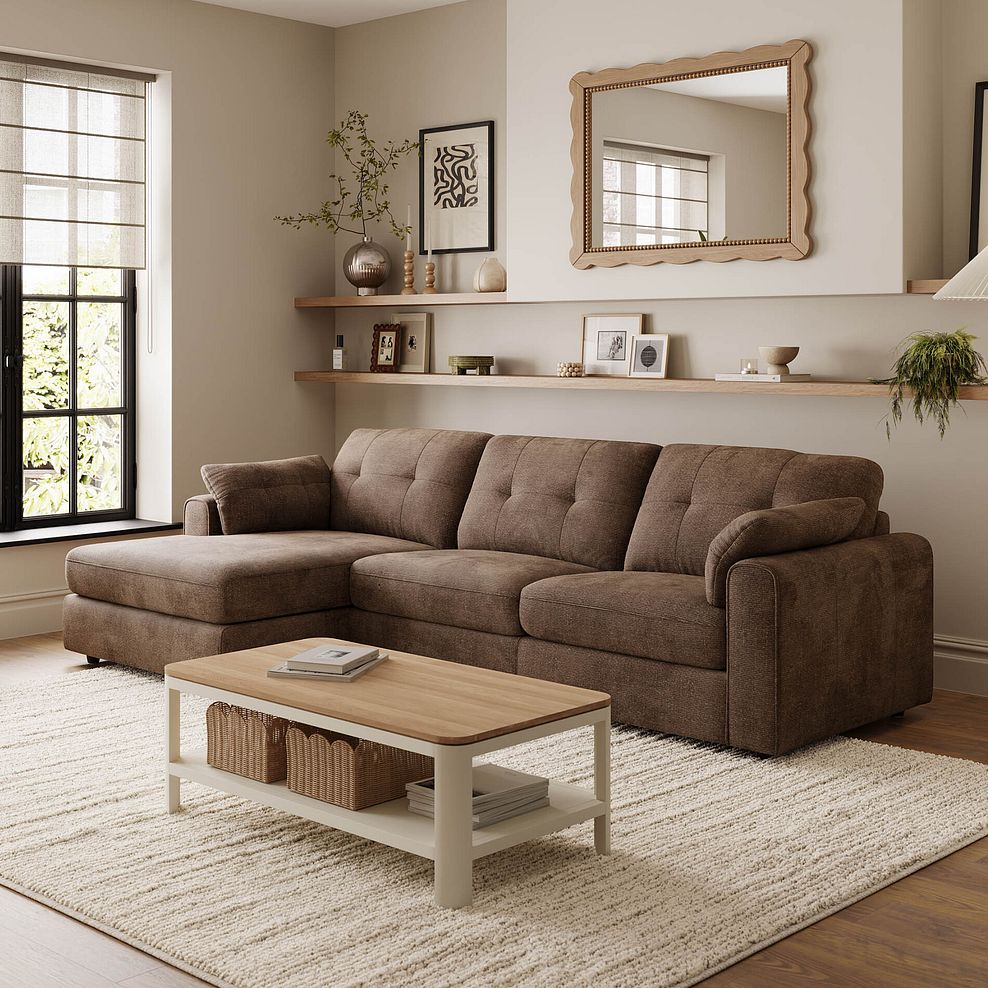 Marley Modular 3 Seater Left Hand Chaise Sofa in Lila Chocolate Fabric - Group 14 1