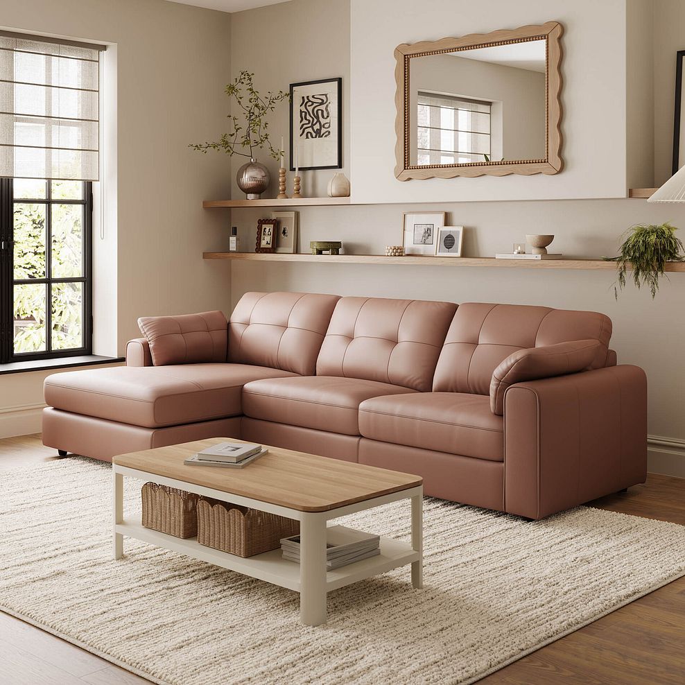 Marley Modular 3 Seater Left Hand Chaise Sofa in Oslo Mocha Mouse Leather - Group 14 1
