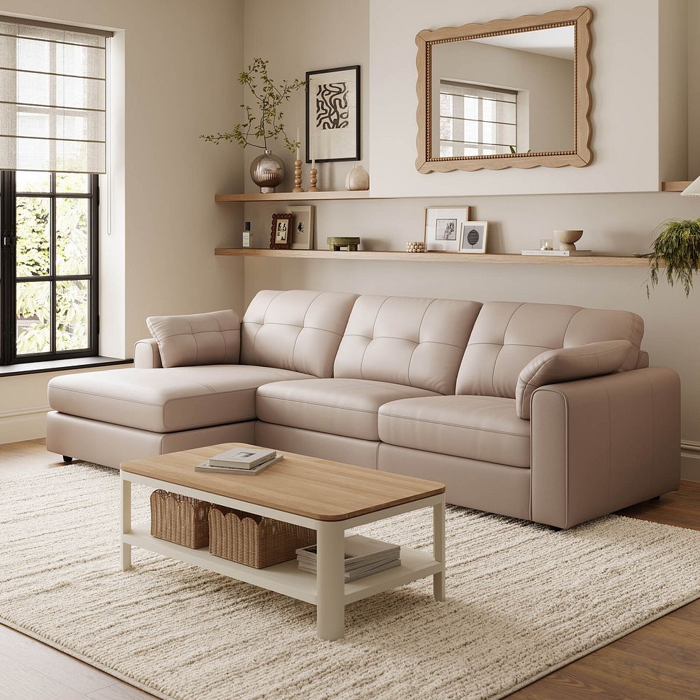 Marley Modular 3 Seater Left Hand Chaise Sofa in Oslo Mushroom Leather - Group 14 1