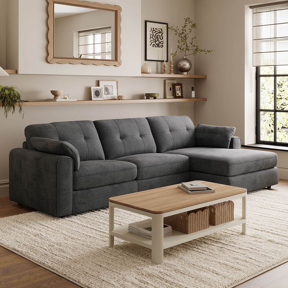 Marley Modular 3 Seater Right Hand Chaise Sofa in Lila Charcoal Fabric - Group 15 1