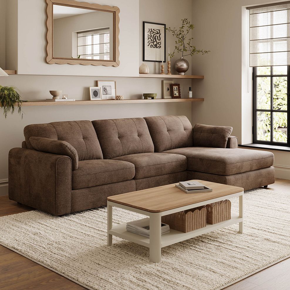 Marley Modular 3 Seater Right Hand Chaise Sofa in Lila Chocolate Fabric - Group 15 1