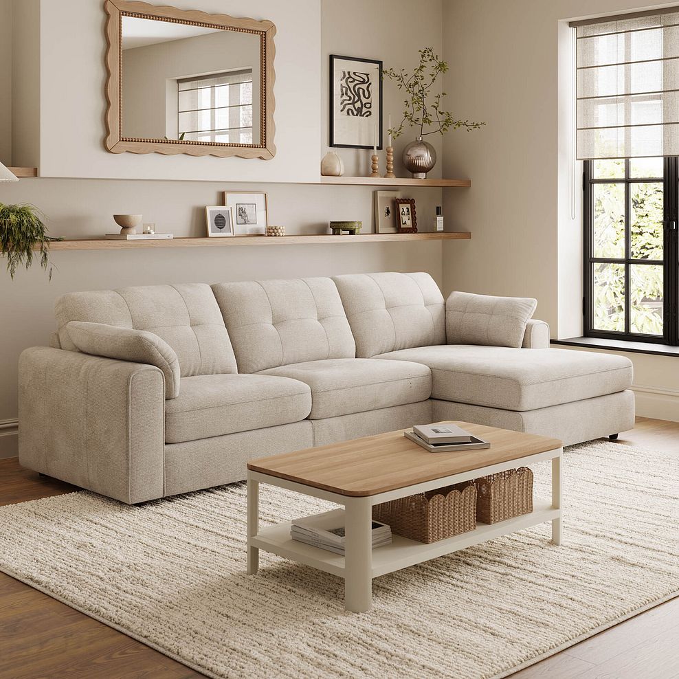 Marley Modular 3 Seater Right Hand Chaise Sofa in Lila Natural Fabric - Group 15 1