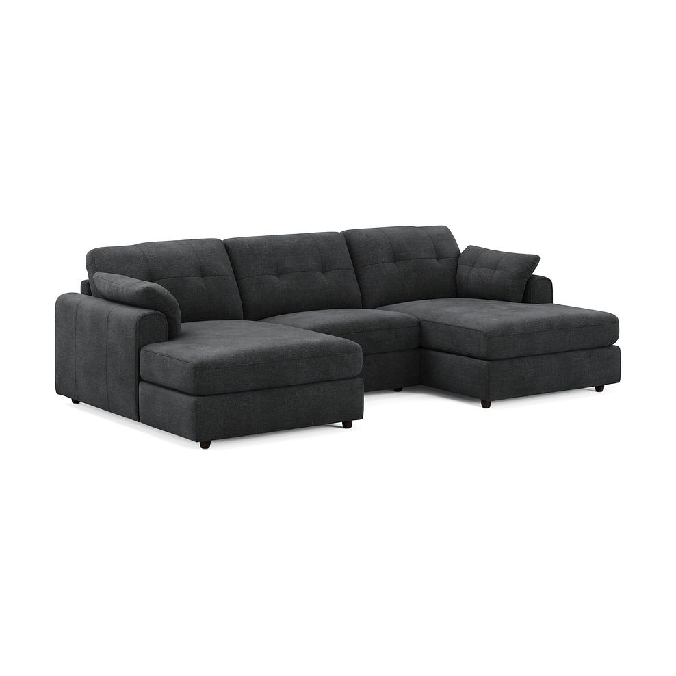 Marley Modular 3 Seater U-Shape Chaise Sofa in  Lila Charcoal Fabric- Group 16 1