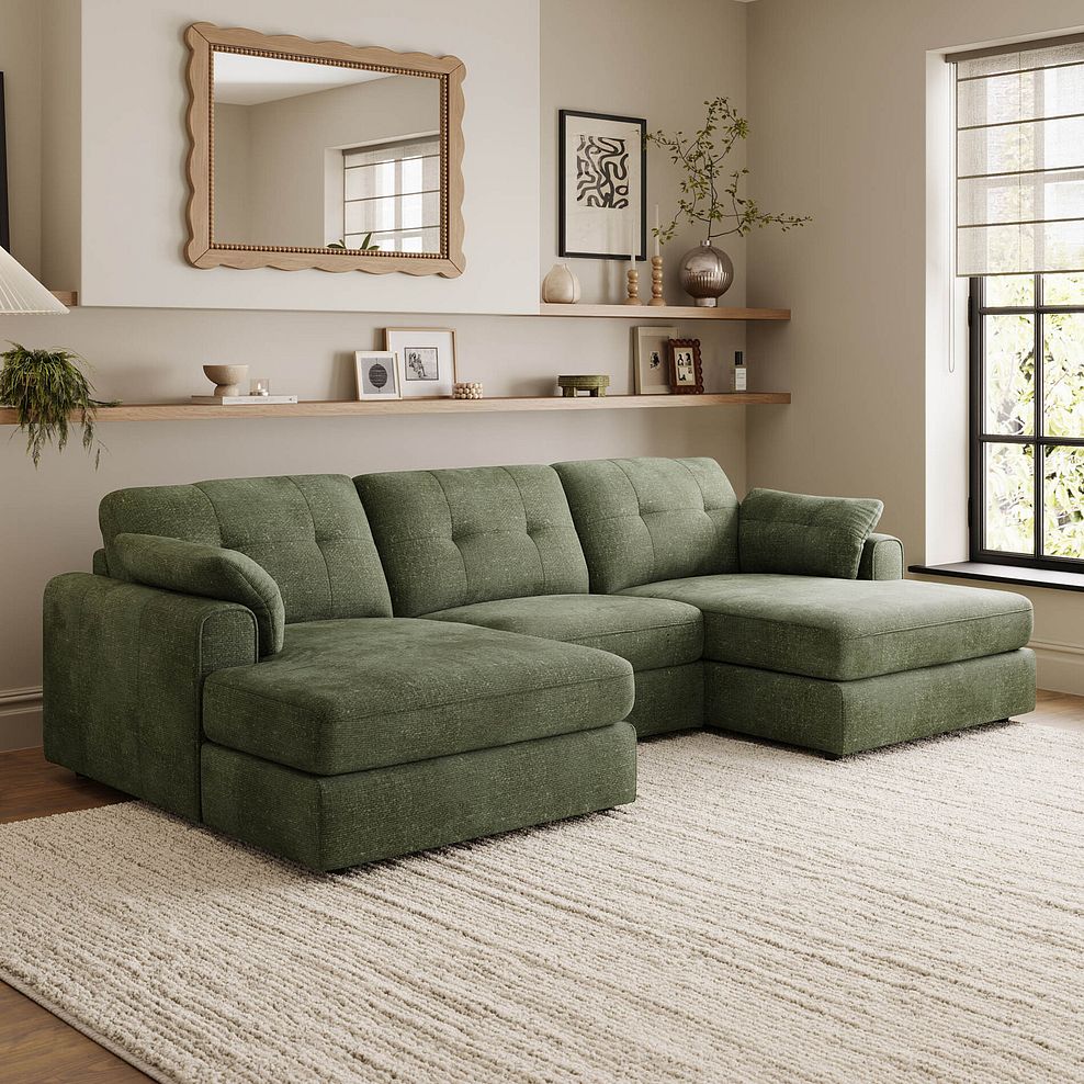 Marley Modular 3 Seater U-Shape Chaise Sofa in Lila Pine Fabric - Group 16 1