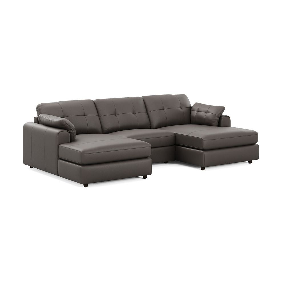 Marley Modular 3 Seater U-Shape Chaise Sofa in Oslo Elephant Grey Leather - Group 16 1