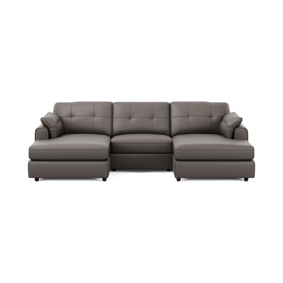 Marley Modular 3 Seater U-Shape Chaise Sofa in Oslo Elephant Grey Leather - Group 16 3