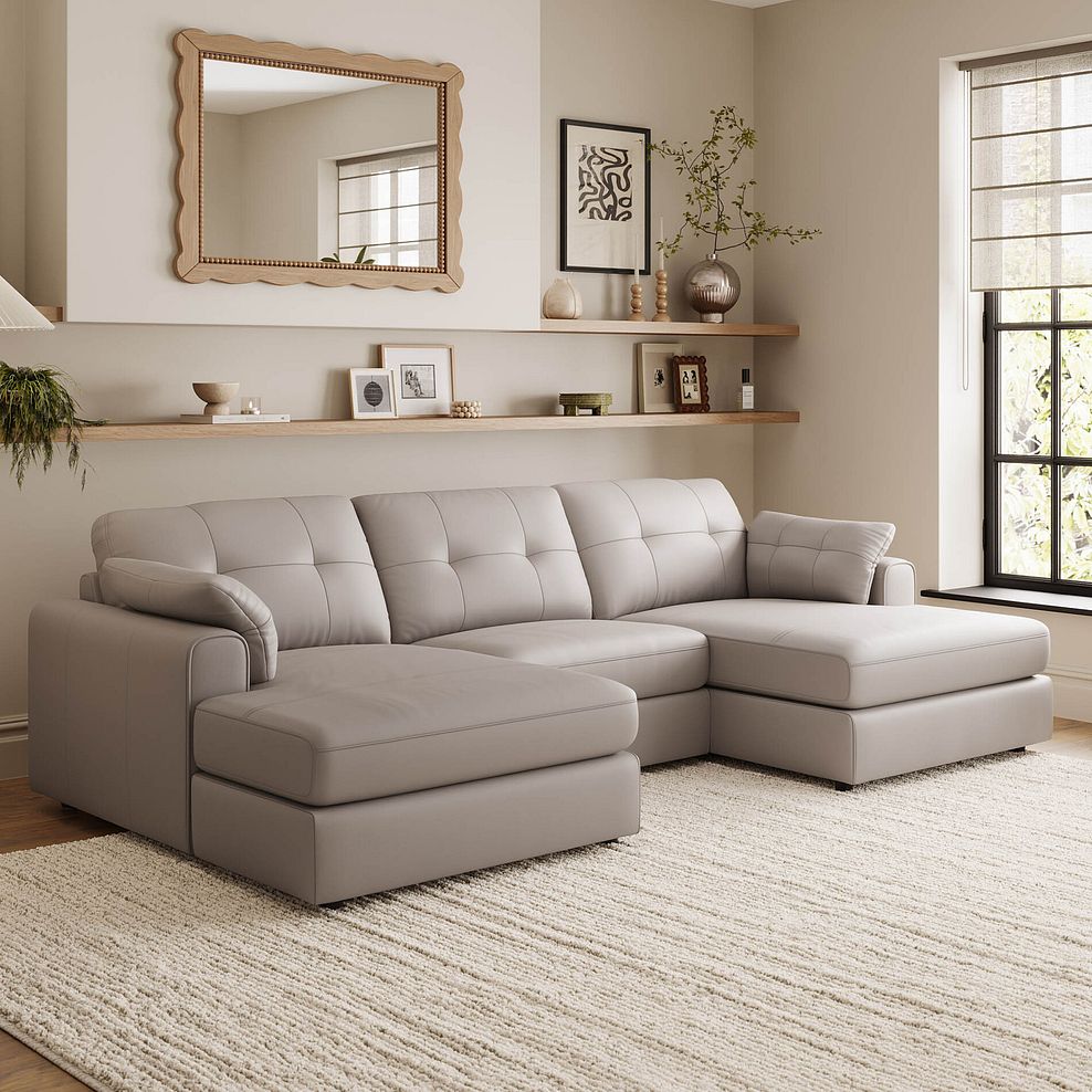Marley Modular 3 Seater U-Shape Chaise Sofa in Oslo Oyster Leather - Group 16 1