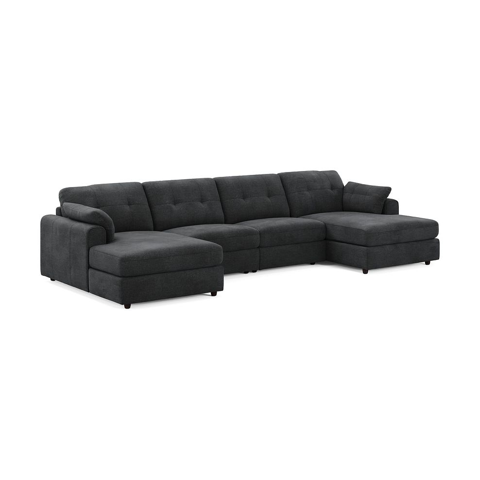 Marley Modular 4 Seater U-Shape Chaise Sofa in Lila Charcoal Fabric - Group 17 1