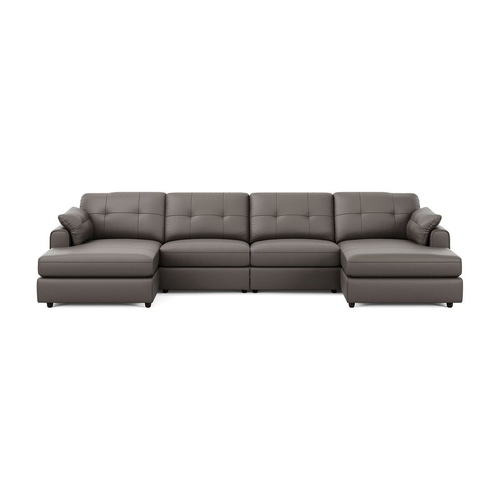Marley Modular 4 Seater U-Shape Chaise Sofa in Oslo Elephant Grey Leather - Group 17 3