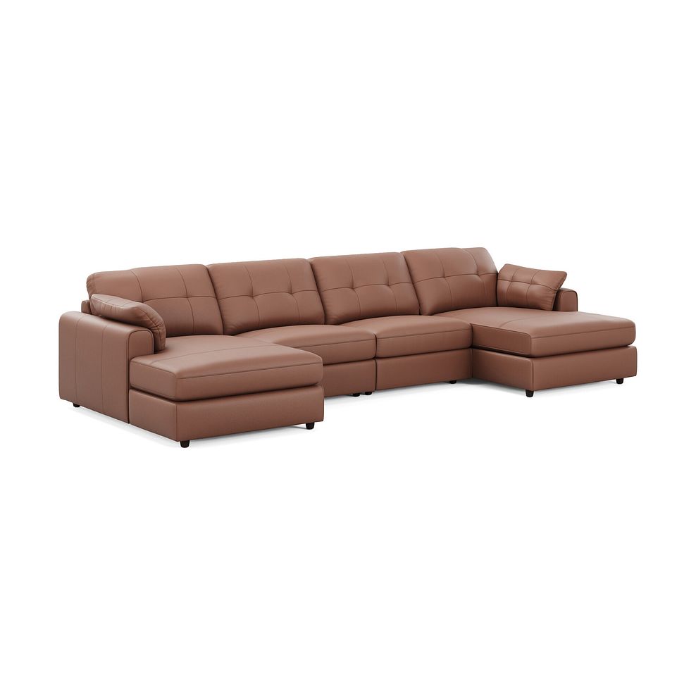Marley Modular 4 Seater U-Shape Chaise Sofa in Oslo Mocha Mouse Leather - Group 17 1