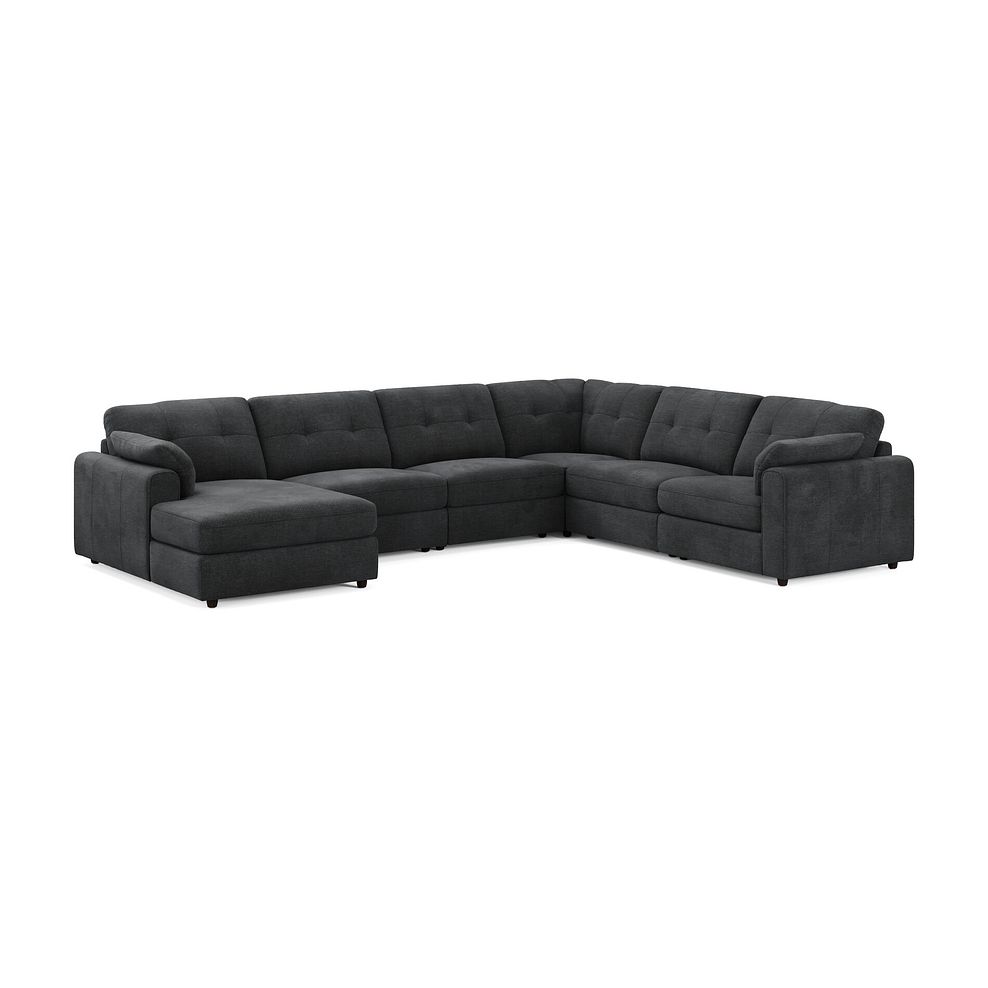 Marley Modular 6 Seater Left Hand Corner Sofa with Chaise in Lila Charcoal Fabric - Group 18 1