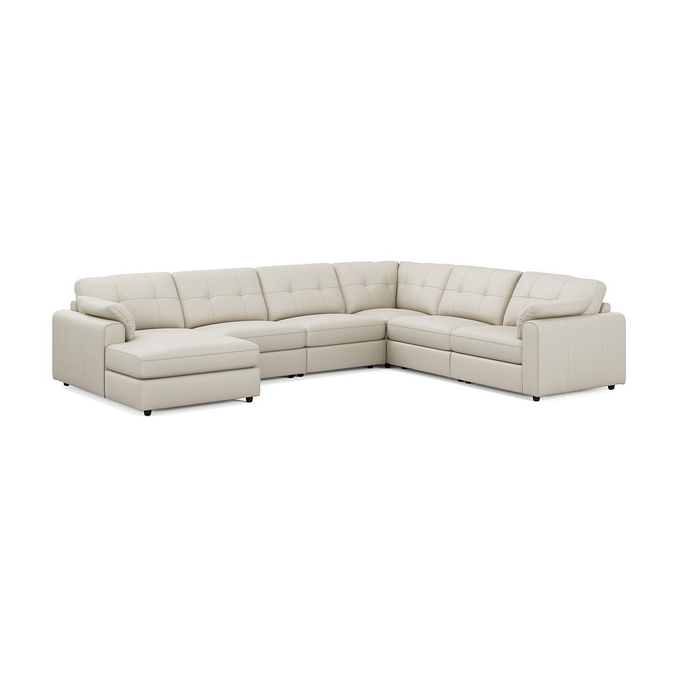 Marley Modular 6 Seater Left Hand Corner Sofa with Chaise in Oslo Bone China Leather - Group 18 1