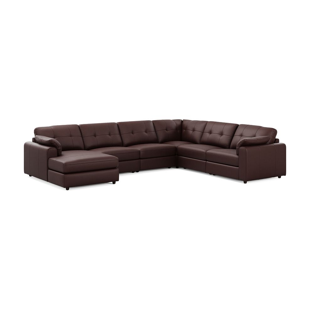 Marley Modular 6 Seater Left Hand Corner Sofa with Chaise in Oslo Chestnut Leather - Group 18 1