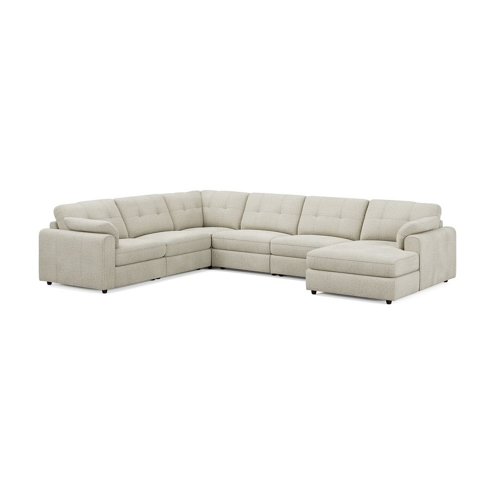 Marley Modular 6 Seater Right Hand Corner Sofa with Chaise in Lila Ivory Fabric - Group 19 1