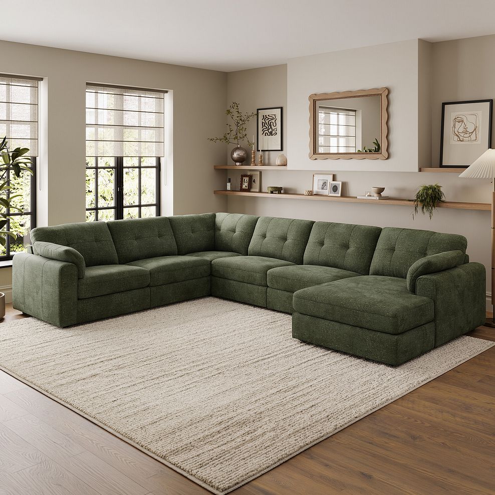 Marley Modular 6 Seater Right Hand Corner Sofa with Chaise in Lila Pine Fabric - Group 19 1